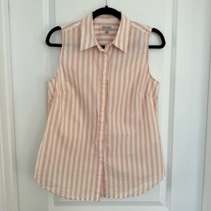 CREMIEUX | Striped Sleeveless Button-Down Shirt - Size Medium